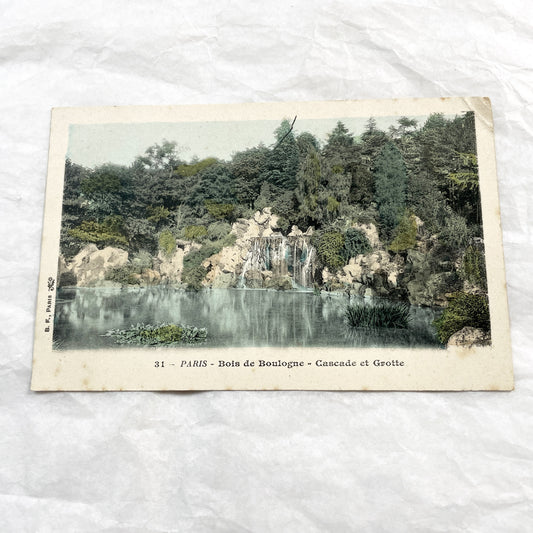 1900s - Vintage Paris Postcard - Bois de Boulogne - Scenic Cascade et Grotte Landscape View - Early 20th Century French Souvenir