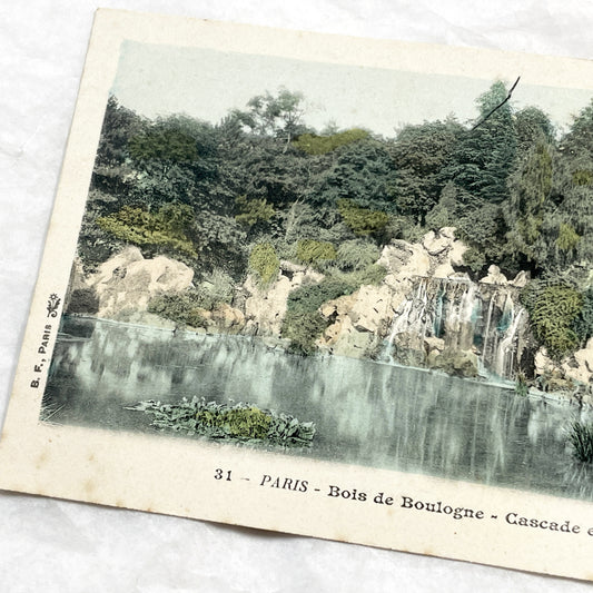1900s - Vintage Paris Postcard - Bois de Boulogne - Scenic Cascade et Grotte Landscape View - Early 20th Century French Souvenir