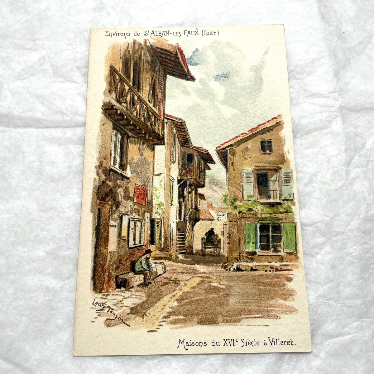 1900s - Vintage French Postcard - St. Alban-les-Eaux - Village Scene