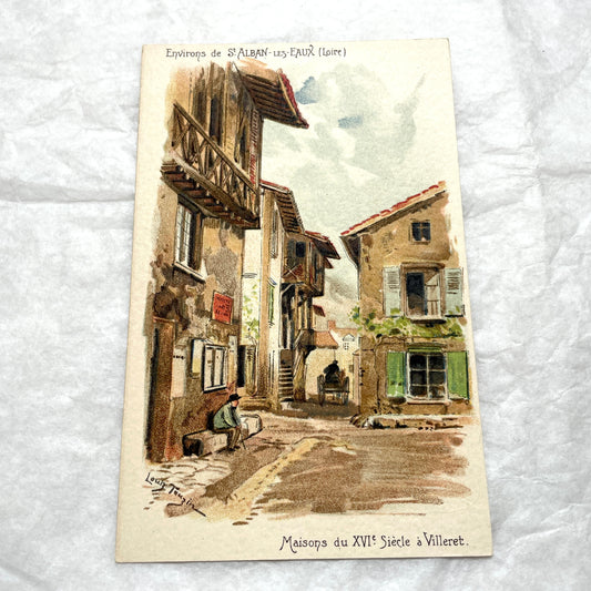 1900s - Vintage French Postcard - St. Alban-les-Eaux - Village Scene