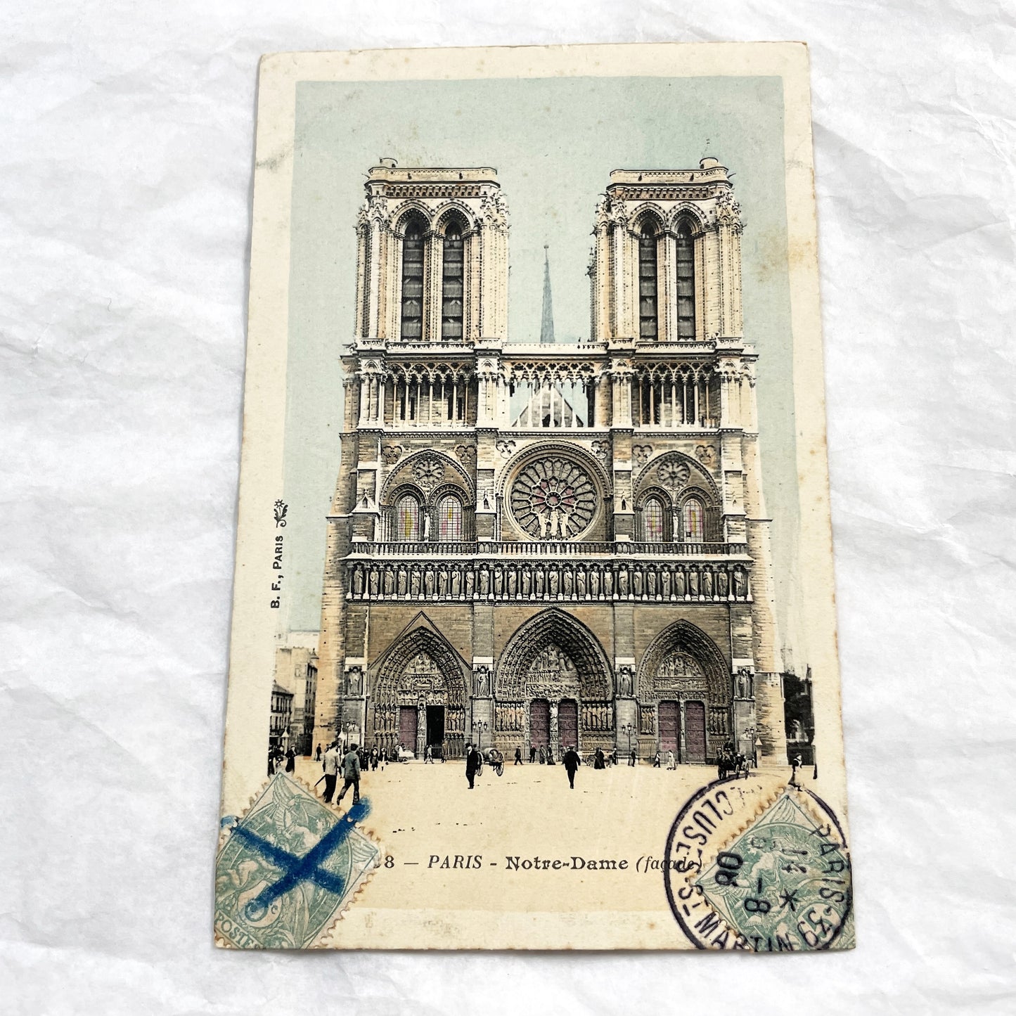 1930s - Paris Notre-Dame Cathedral Facade Vintage Postcard - Historic French Architecture - European Travel Souvenir