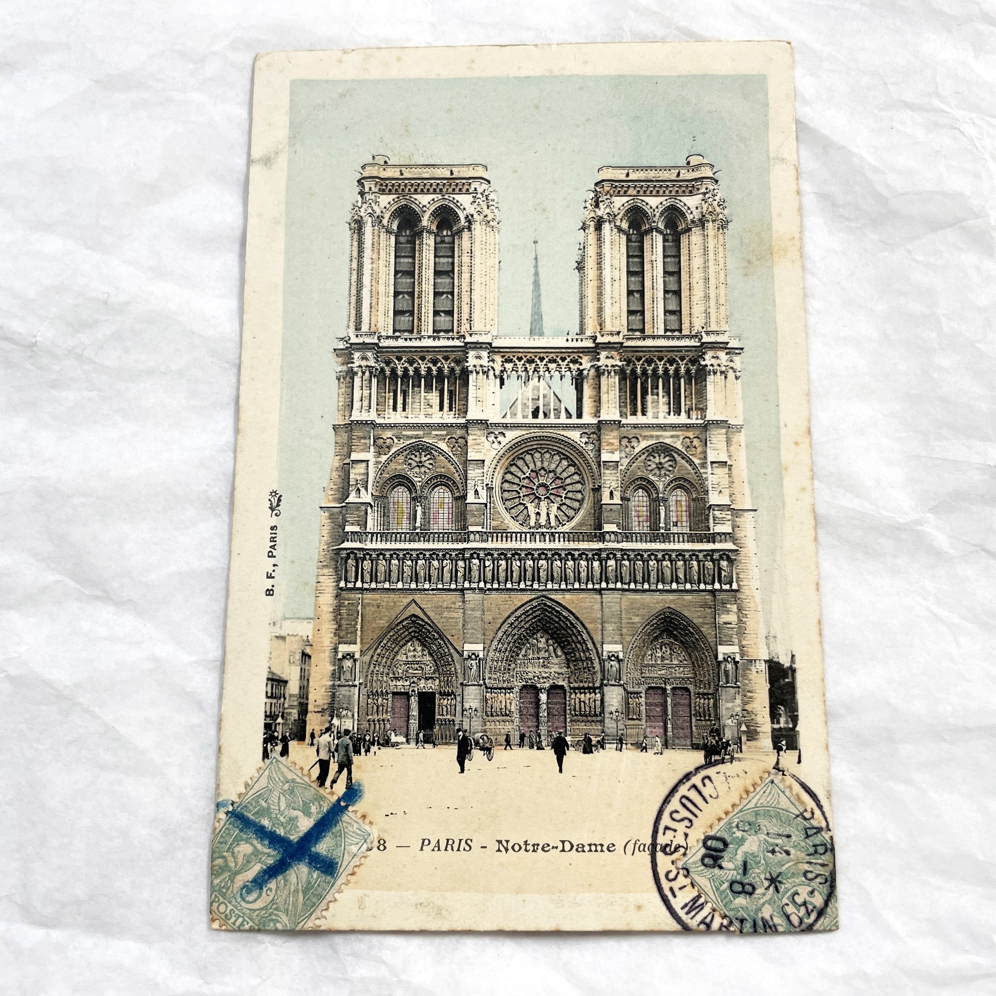 1930s - Paris Notre-Dame Cathedral Facade Vintage Postcard - Historic French Architecture - European Travel Souvenir