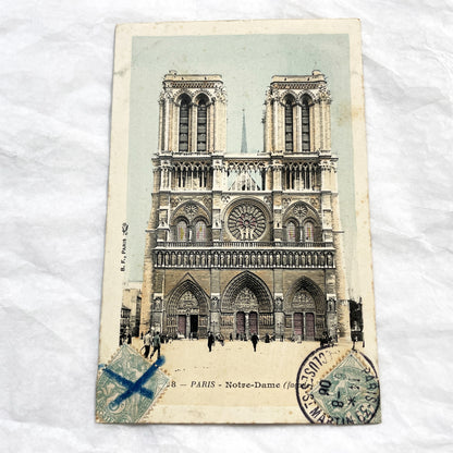 1930s - Paris Notre-Dame Cathedral Facade Vintage Postcard - Historic French Architecture - European Travel Souvenir