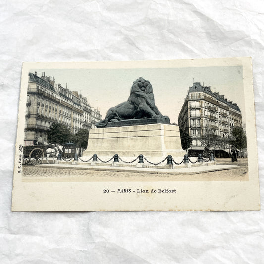 1900s - Paris Lion De Belfort Postcard - Vintage French City View - Historic Monument - Old European Capital - Street Scene Collectible