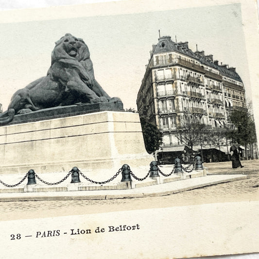 1900s - Paris Lion De Belfort Postcard - Vintage French City View - Historic Monument - Old European Capital - Street Scene Collectible