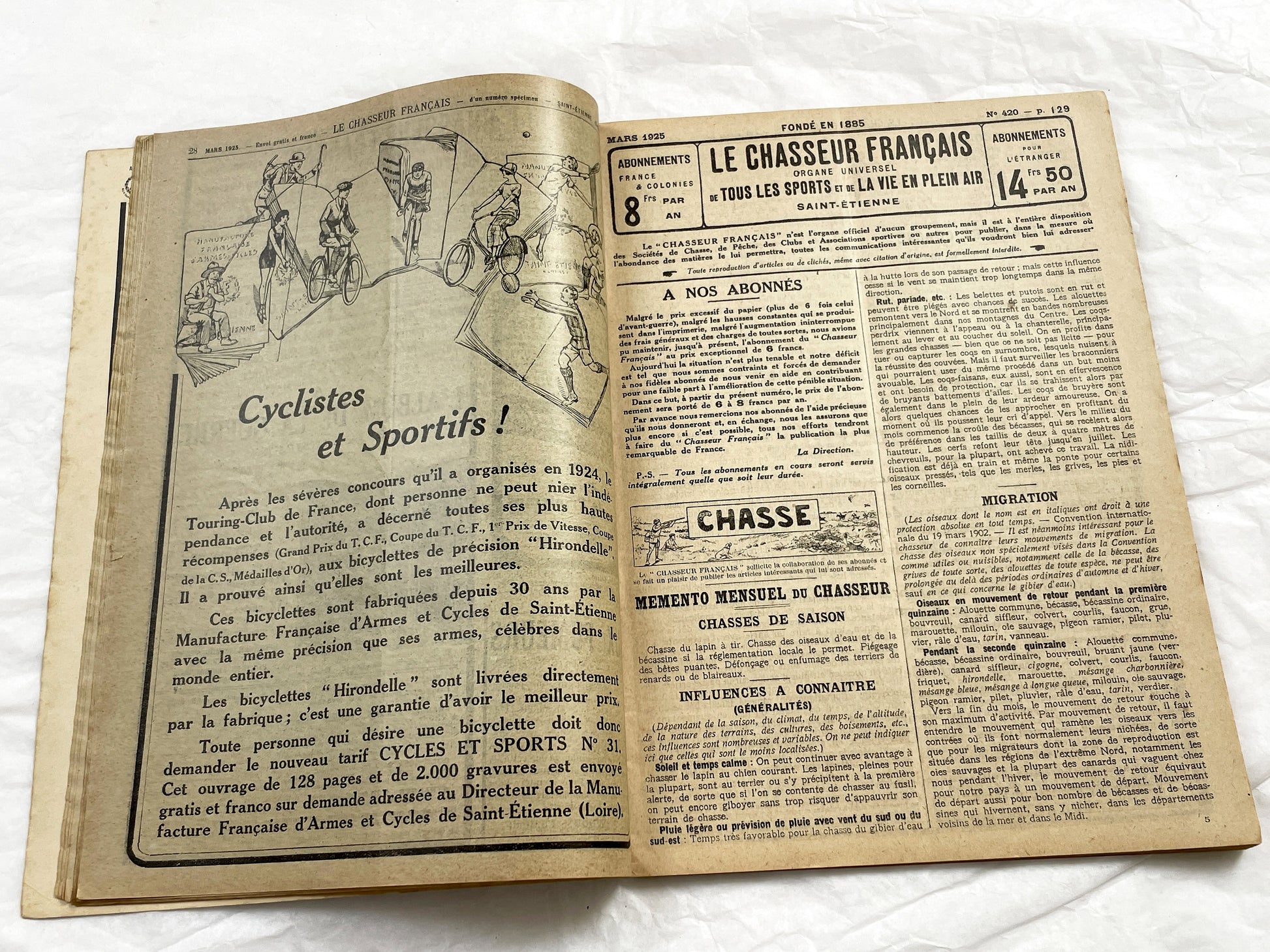 1920s – French Magazine - Le Chasseur Français - French vintage illustrated lifestyle & advertising publication