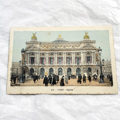 1900s - Vintage Paris Opéra Garnier Postcard - Belle Époque French Architecture Street View - Historic Parisian Landmark