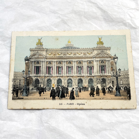 1900s - Vintage Paris Opéra Garnier Postcard - Belle Époque French Architecture Street View - Historic Parisian Landmark
