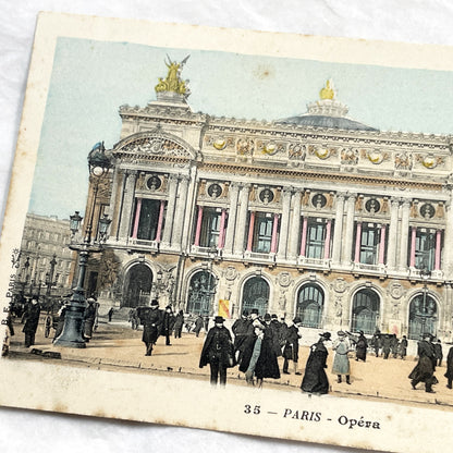 1900s - Vintage Paris Opéra Garnier Postcard - Belle Époque French Architecture Street View - Historic Parisian Landmark