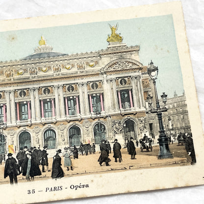 1900s - Vintage Paris Opéra Garnier Postcard - Belle Époque French Architecture Street View - Historic Parisian Landmark