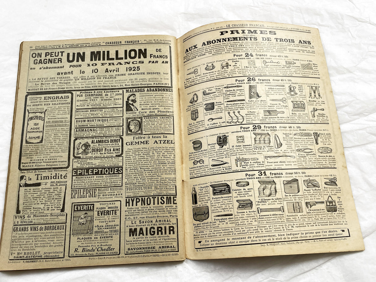 1920s – French Magazine - Le Chasseur Français - French vintage illustrated lifestyle & advertising publication