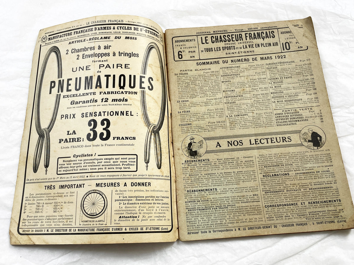 1920s – French Magazine - Le Chasseur Français - French vintage illustrated lifestyle & advertising publication