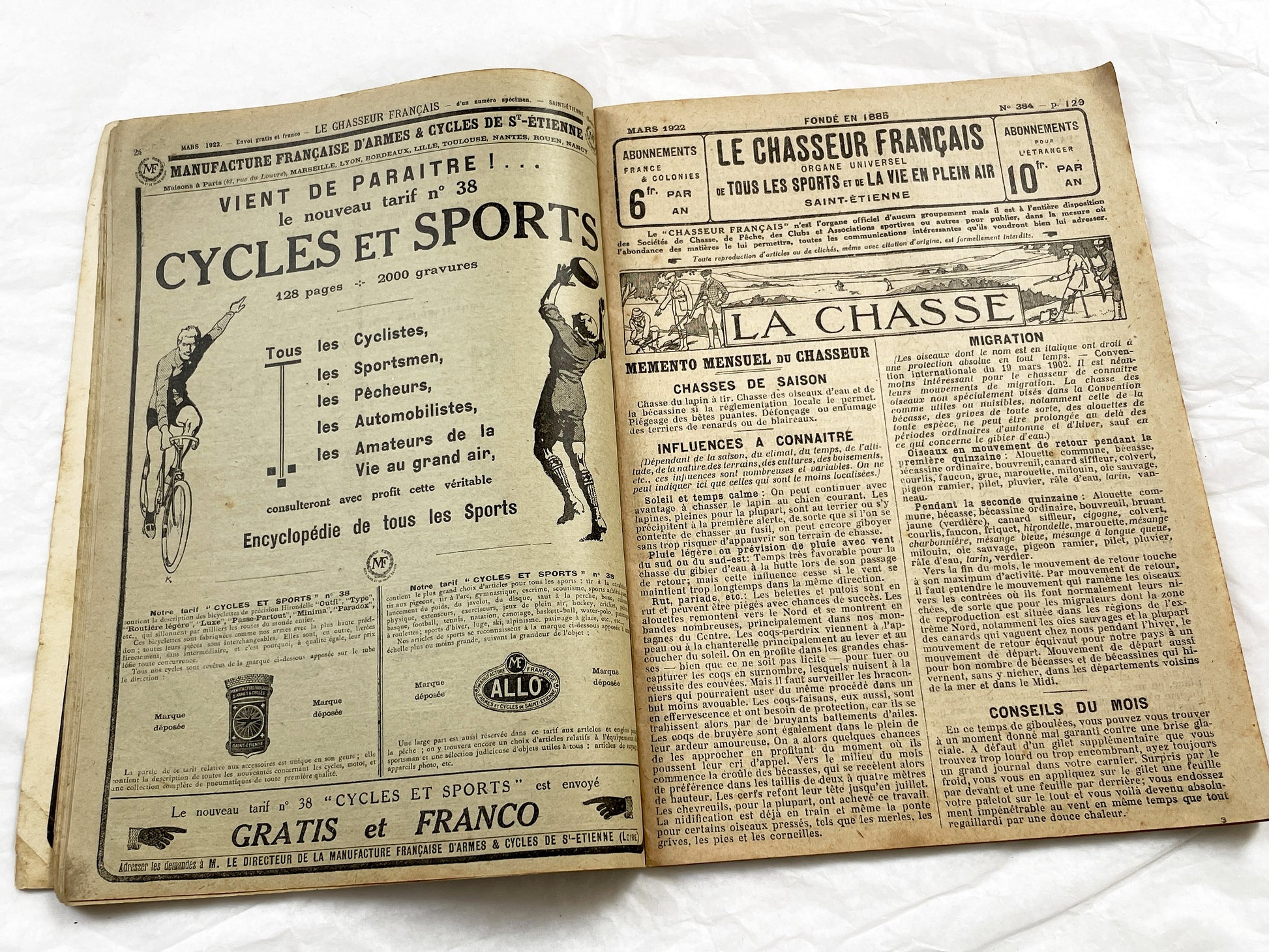 1920s – French Magazine - Le Chasseur Français - French vintage illustrated lifestyle & advertising publication