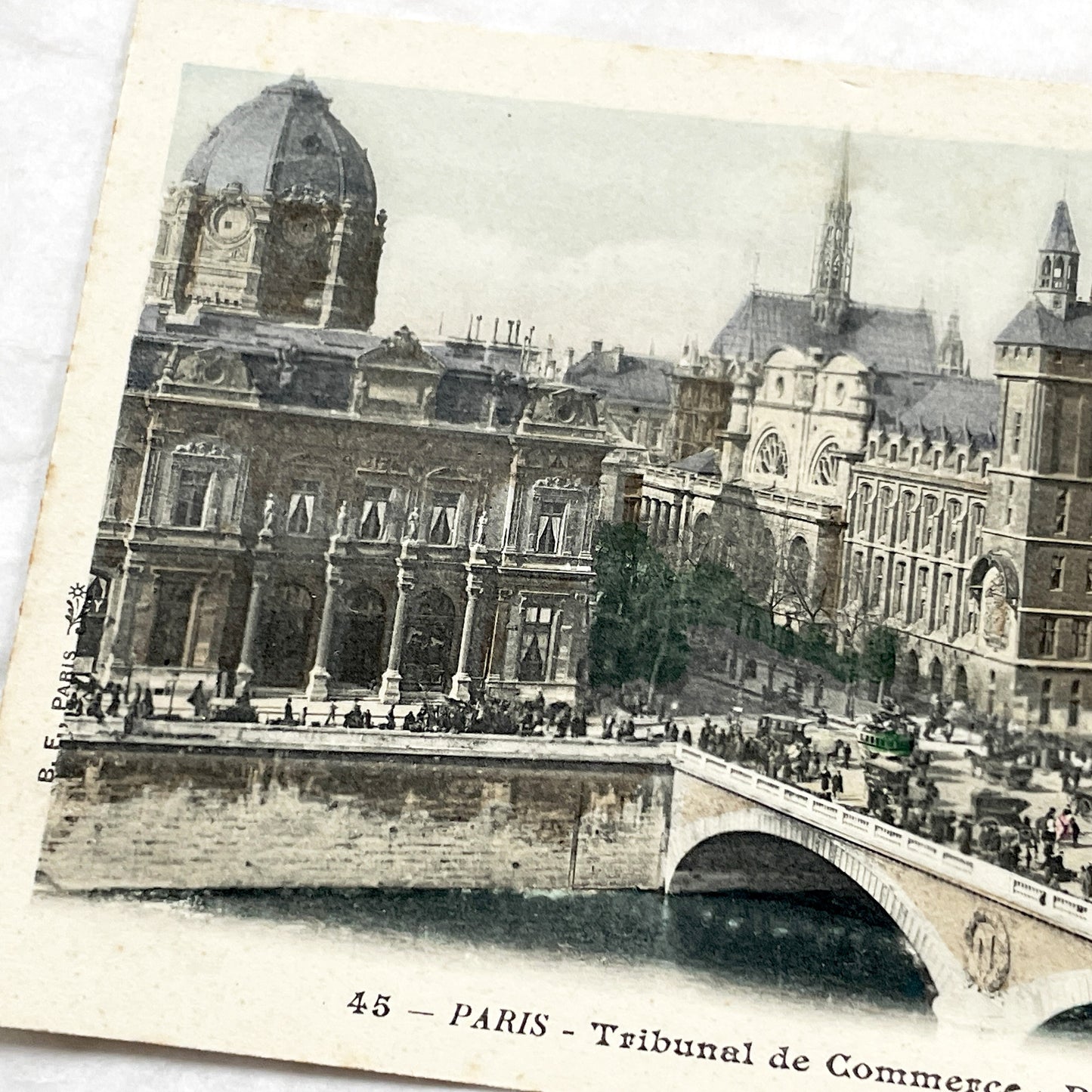 1910s - Vintage Paris Postcard - Tribunal de Commerce - Palais de Justice View - Old French Cityscape Ephemera - Seine River