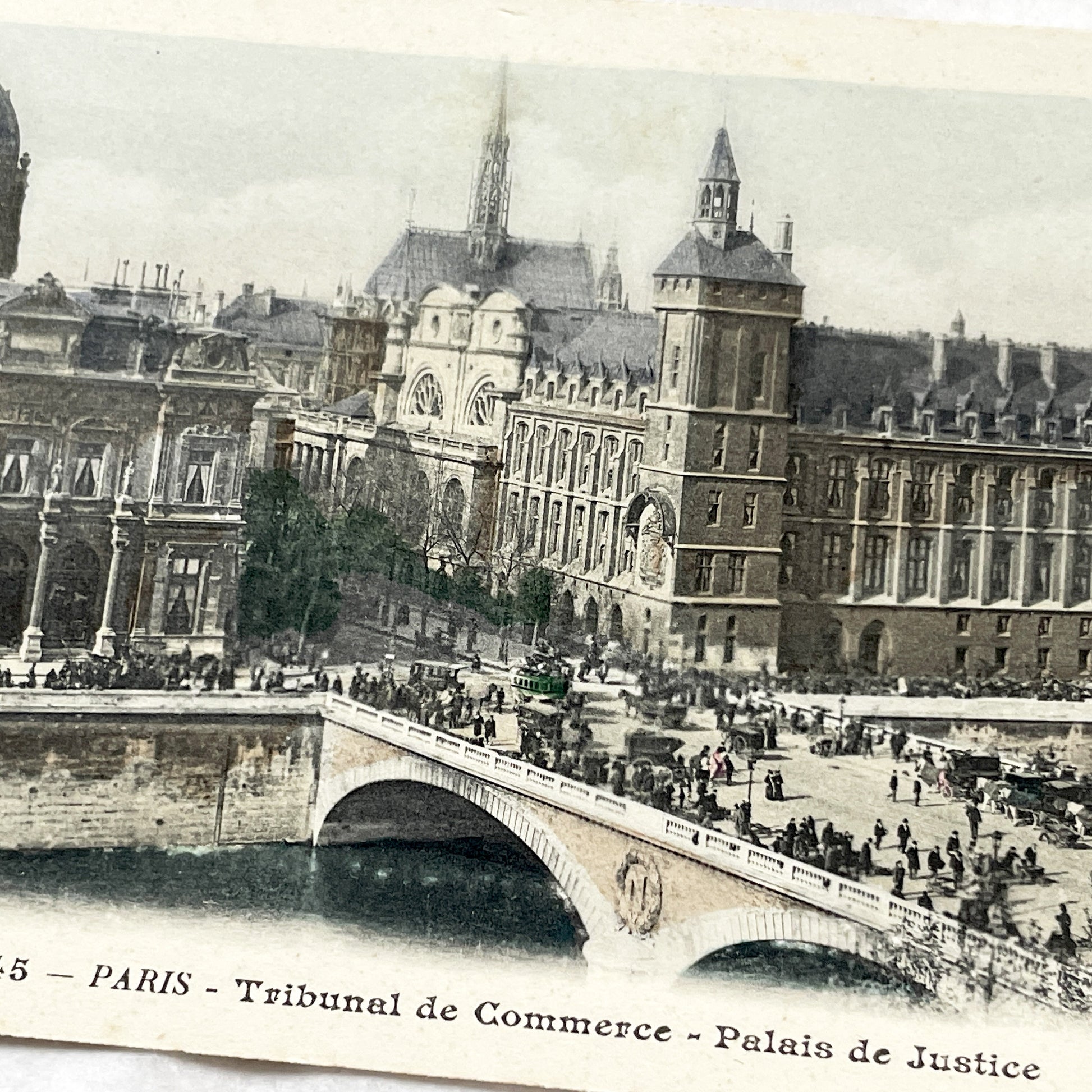 1910s - Vintage Paris Postcard - Tribunal de Commerce - Palais de Justice View - Old French Cityscape Ephemera - Seine River