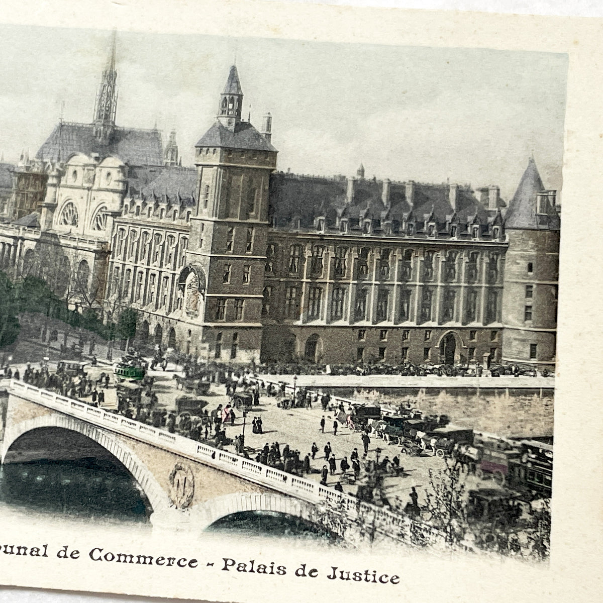 1910s - Vintage Paris Postcard - Tribunal de Commerce - Palais de Justice View - Old French Cityscape Ephemera - Seine River