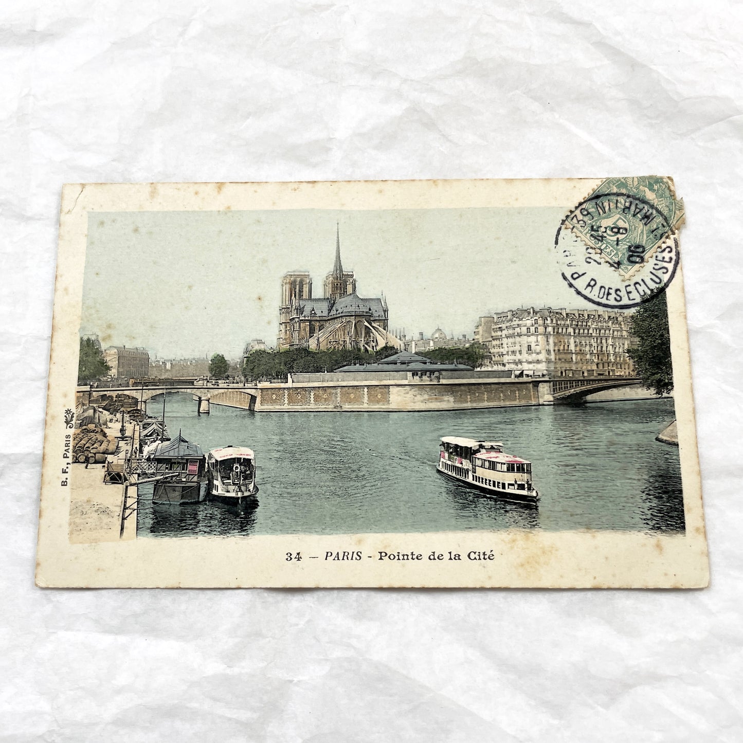 1900s - Vintage Paris Postcard Notre Dame Cathedral - Seine River View - Historic French Ephemera - Collectible