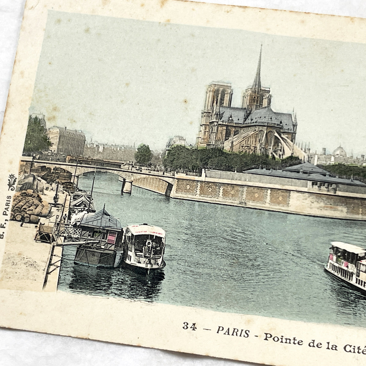 1900s - Vintage Paris Postcard Notre Dame Cathedral - Seine River View - Historic French Ephemera - Collectible