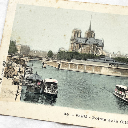 1900s - Vintage Paris Postcard Notre Dame Cathedral - Seine River View - Historic French Ephemera - Collectible