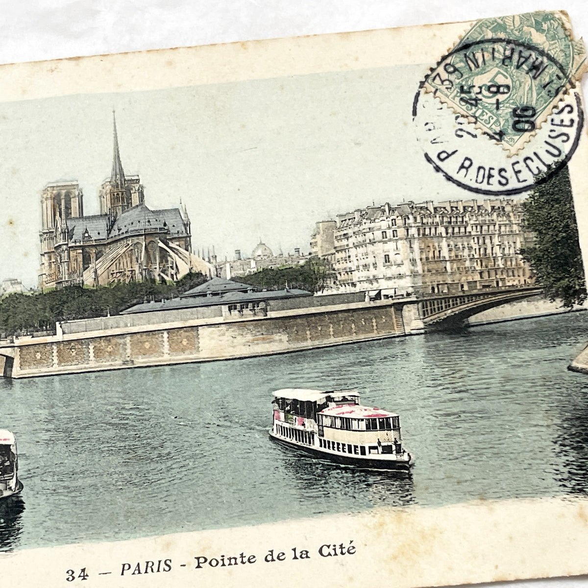 1900s - Vintage Paris Postcard Notre Dame Cathedral - Seine River View - Historic French Ephemera - Collectible