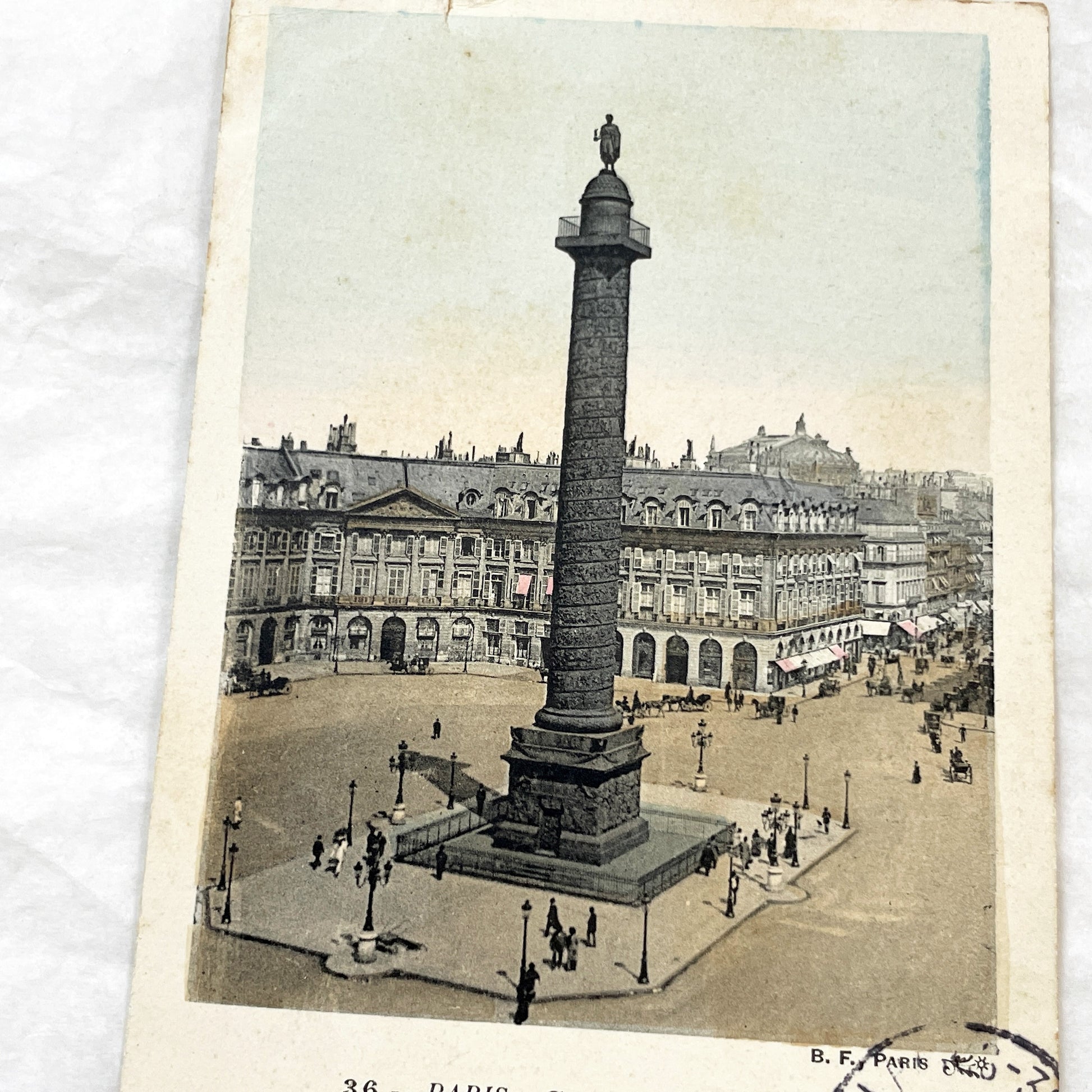 1900s - Vintage Paris Colonne Vendôme Postcard - Historic French Landmark View - Captivating Belle Époque Era Collectible Ephemera
