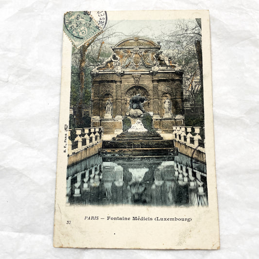 1900s - Vintage Paris Postcard - Fontaine Médicis Luxembourg Garden View - French City Memorabilia - Historic Architecture Collectible Card