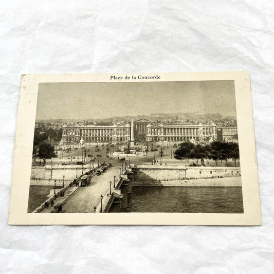 1910s - Vintage Paris Postcard - Place De La Concorde - Obelisk - Pont De La Concorde - Historic French City View - Sepia Tone Photograph