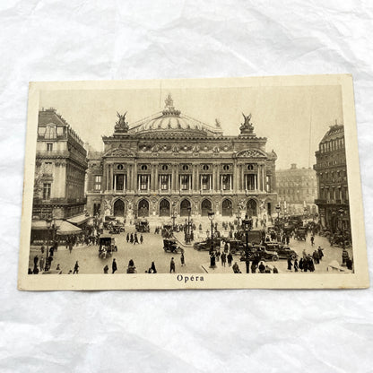 1910s - Paris Opéra Garnier Vintage Postcard-Historic French Architecture Ephemera-Bustling City Street Scene Collectible Landmark