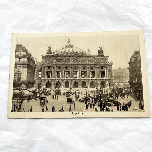 1910s - Paris Opéra Garnier Vintage Postcard-Historic French Architecture Ephemera-Bustling City Street Scene Collectible Landmark