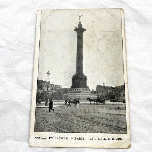 1900s - Vintage Paris Postcard Place de la Bastille with July Column - Historic French City View Ephemera Collectible