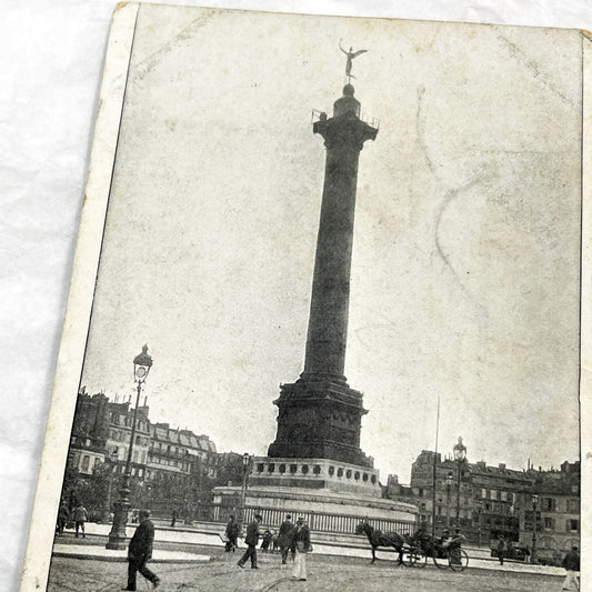 1900s - Vintage Paris Postcard Place de la Bastille with July Column - Historic French City View Ephemera Collectible