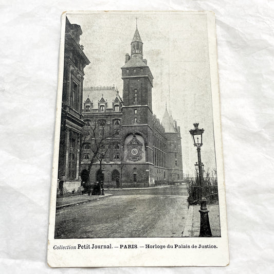 1900s - Vintage Paris Postcard - Horloge du Palais de Justice - Historic Parisian Landmark - Black And White Photography