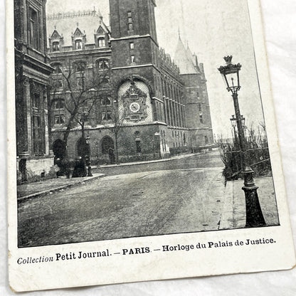 1900s - Vintage Paris Postcard - Horloge du Palais de Justice - Historic Parisian Landmark - Black And White Photography