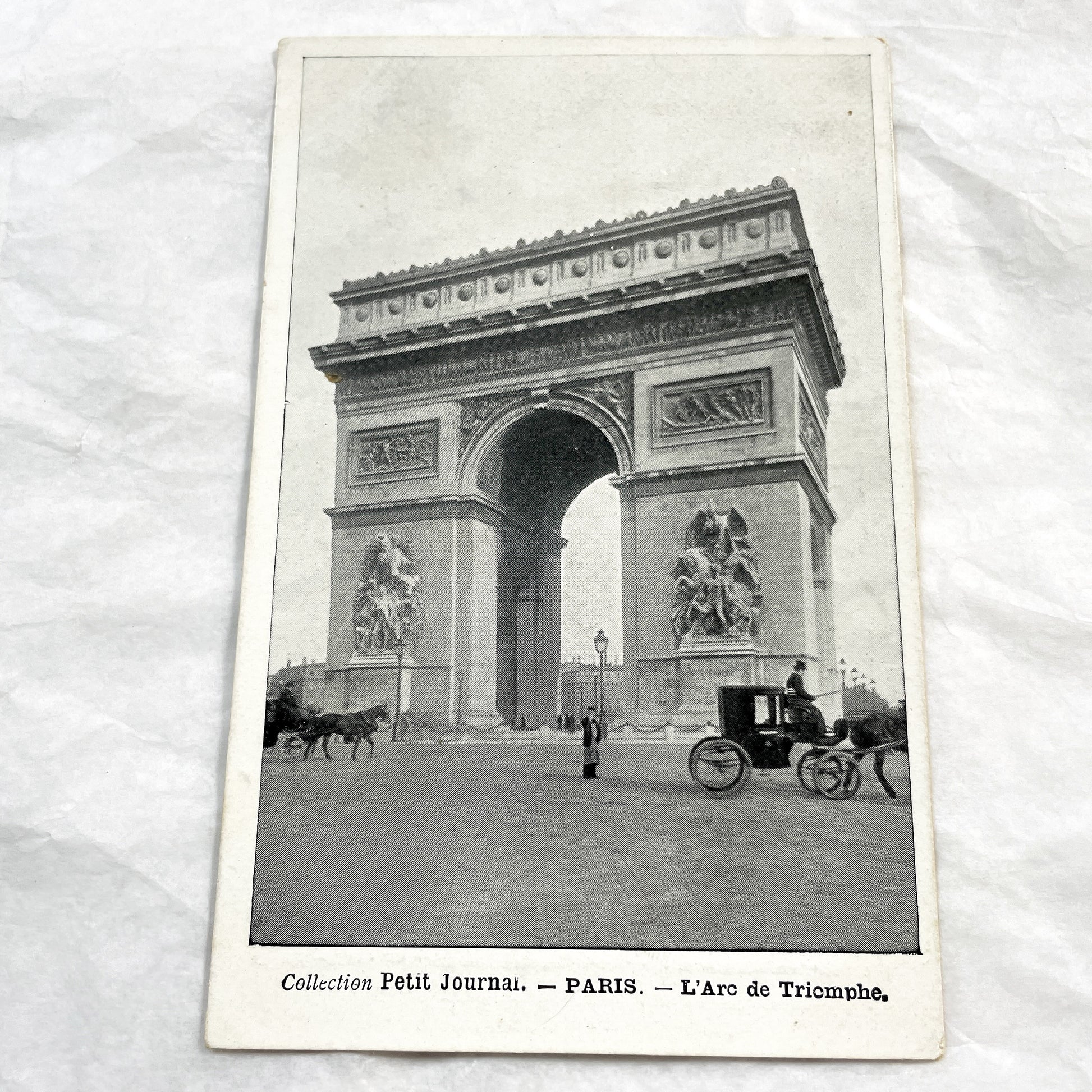 1900s - Vintage Paris Postcard - Arc de Triomphe Historic Monument - French Capital City Collectible - Old Black and White Street Scene
