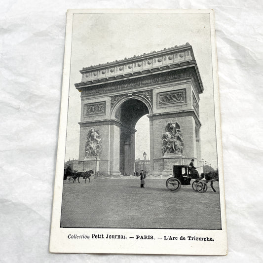 1900s - Vintage Paris Postcard - Arc de Triomphe Historic Monument - French Capital City Collectible - Old Black and White Street Scene