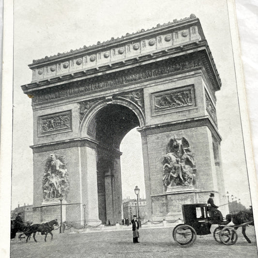 1900s - Vintage Paris Postcard - Arc de Triomphe Historic Monument - French Capital City Collectible - Old Black and White Street Scene