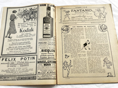 1920s - French magazine "Fantasio" with articles, photos, advertising, etc. - 1922 - 30 pages - Two pages missing