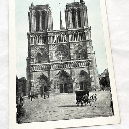 1900s - Vintage Postcard Paris Notre Dame Cathedral - Historic French Architecture Landmark - Horse Carriage Scene Antique Collectible