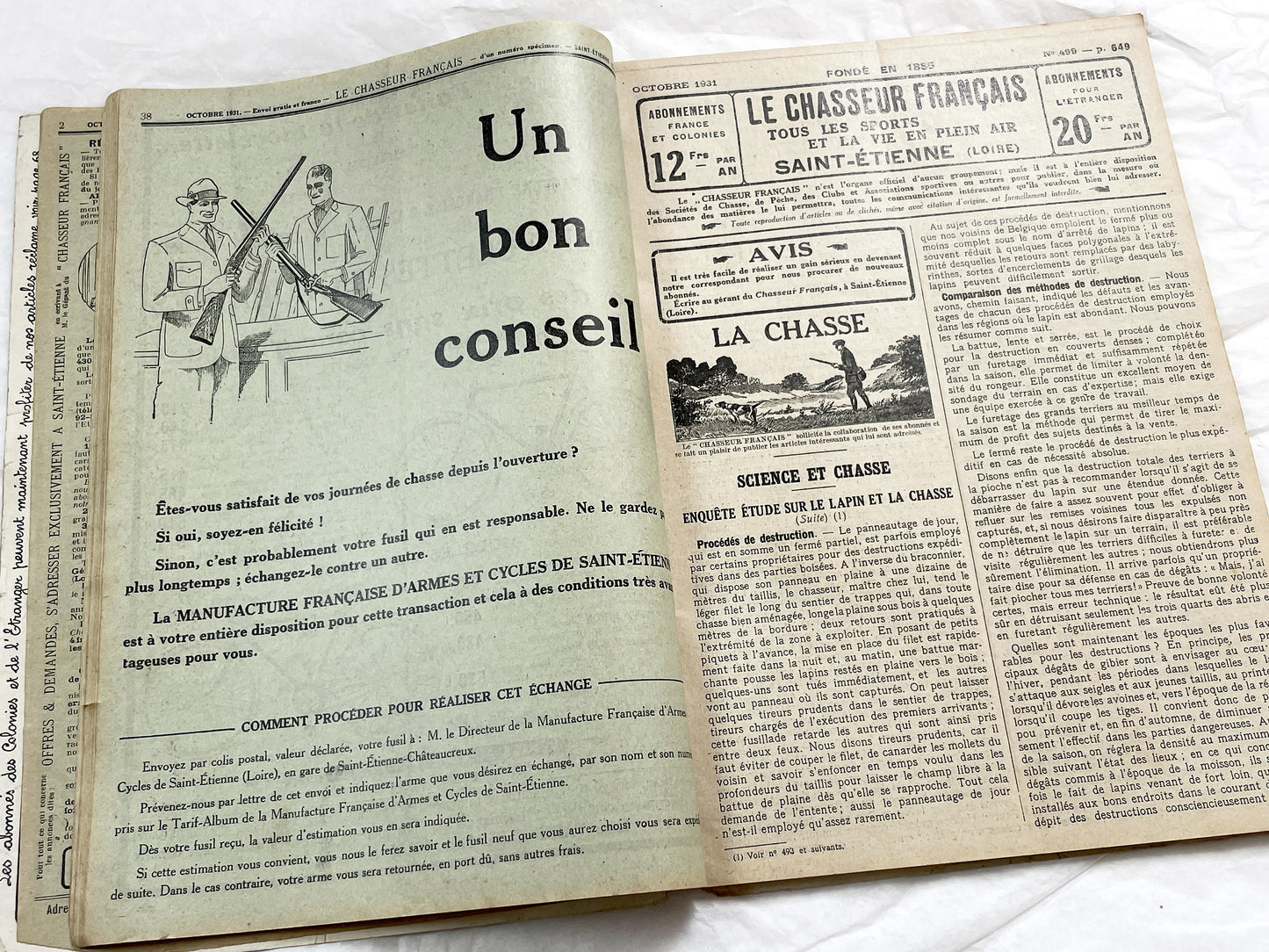 1930s – French Magazine - Le Chasseur Français - French vintage illustrated lifestyle & advertising publication