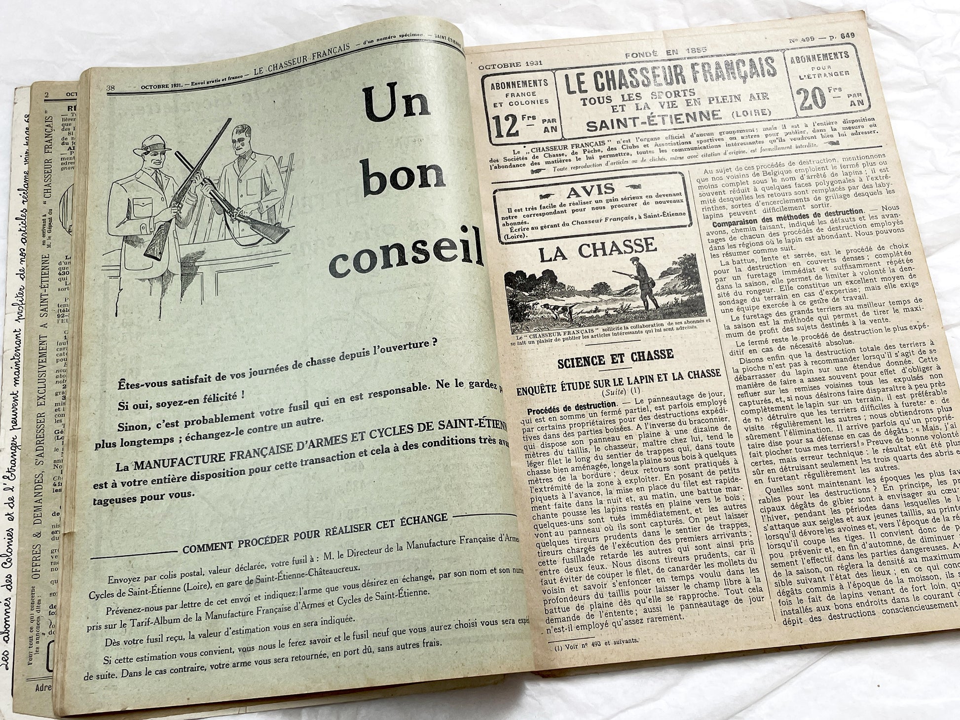 1930s – French Magazine - Le Chasseur Français - French vintage illustrated lifestyle & advertising publication