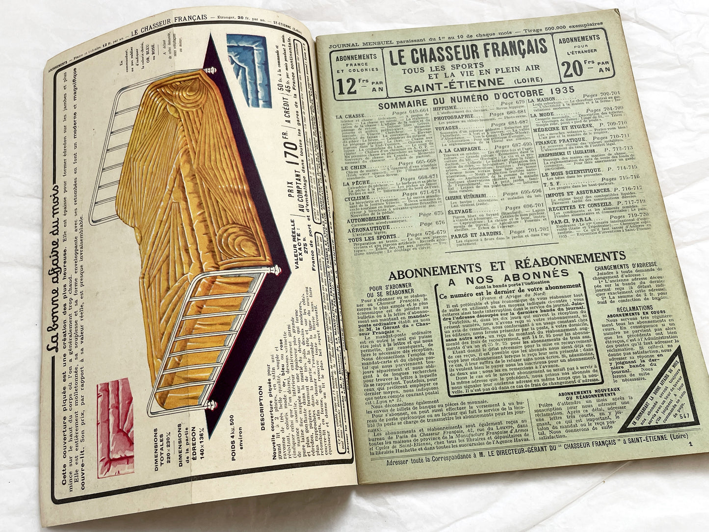 1930s – French Magazine - Le Chasseur Français - French vintage illustrated lifestyle & advertising publication