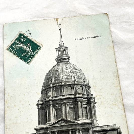 1910s - Vintage Paris Invalides Dome Postcard - French Antique Architectural Landmark Collectible - Early Twentieth Century France Souvenir