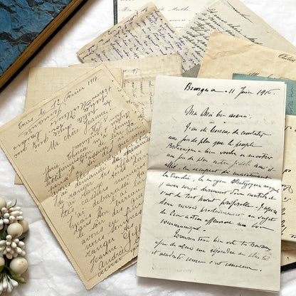1910s - 20 French letters - Bundle of Antique French Letters – Handwritten 1910s Ephemera – Cursive Script, Ink, Mixed Paper Styles