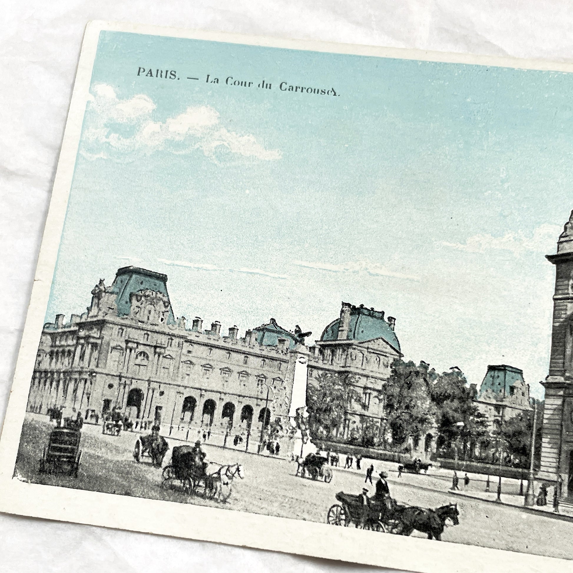 1900s - Vintage Paris Postcard - La Cour du Carrousel - Louvre Palace - French Architecture - Horse Carriages - Early 20th Century