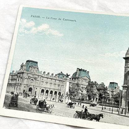 1900s - Vintage Paris Postcard - La Cour du Carrousel - Louvre Palace - French Architecture - Horse Carriages - Early 20th Century