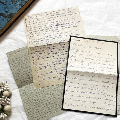 1910s - 20 French letters - Bundle of Antique French Letters – Handwritten 1910s Ephemera – Cursive Script, Ink, Mixed Paper Styles