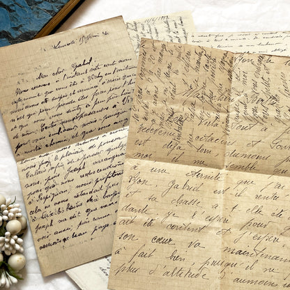 1910s - 20 French letters - Bundle of Antique French Letters – Handwritten 1910s Ephemera – Cursive Script, Ink, Mixed Paper Styles