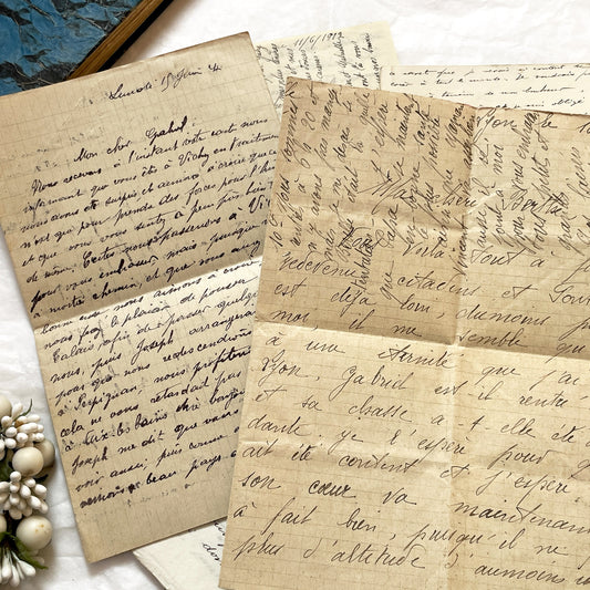 1910s - 20 French letters - Bundle of Antique French Letters – Handwritten 1910s Ephemera – Cursive Script, Ink, Mixed Paper Styles