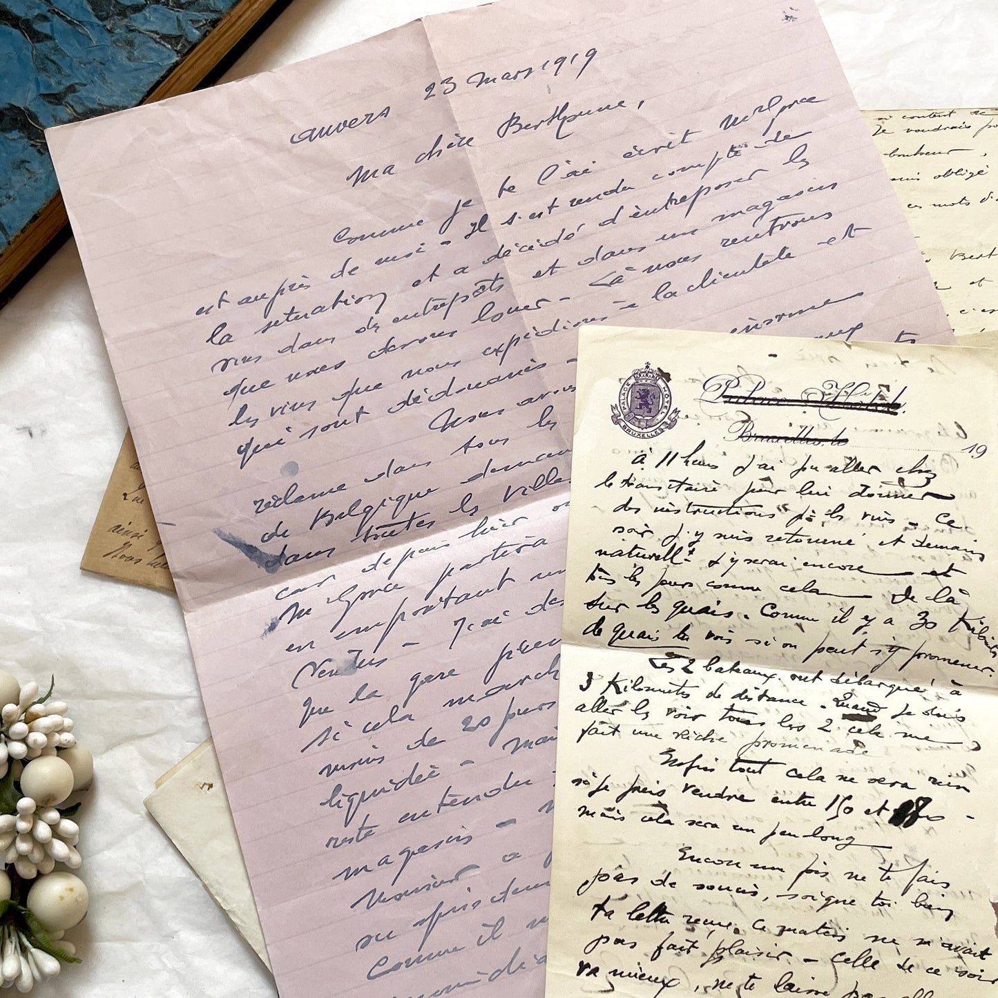 1910s - 20 French letters - Bundle of Antique French Letters – Handwritten 1910s Ephemera – Cursive Script, Ink, Mixed Paper Styles