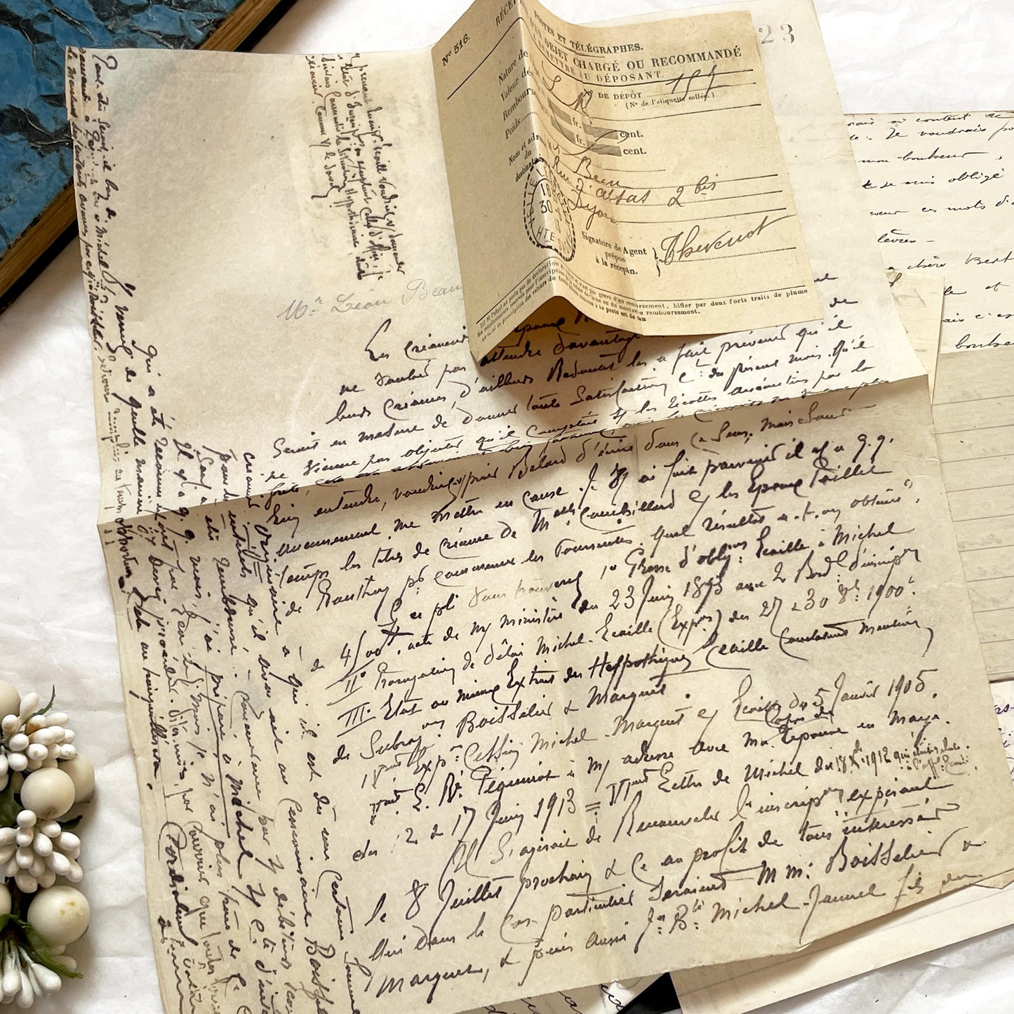 1910s - 20 French letters - Bundle of Antique French Letters – Handwritten 1910s Ephemera – Cursive Script, Ink, Mixed Paper Styles